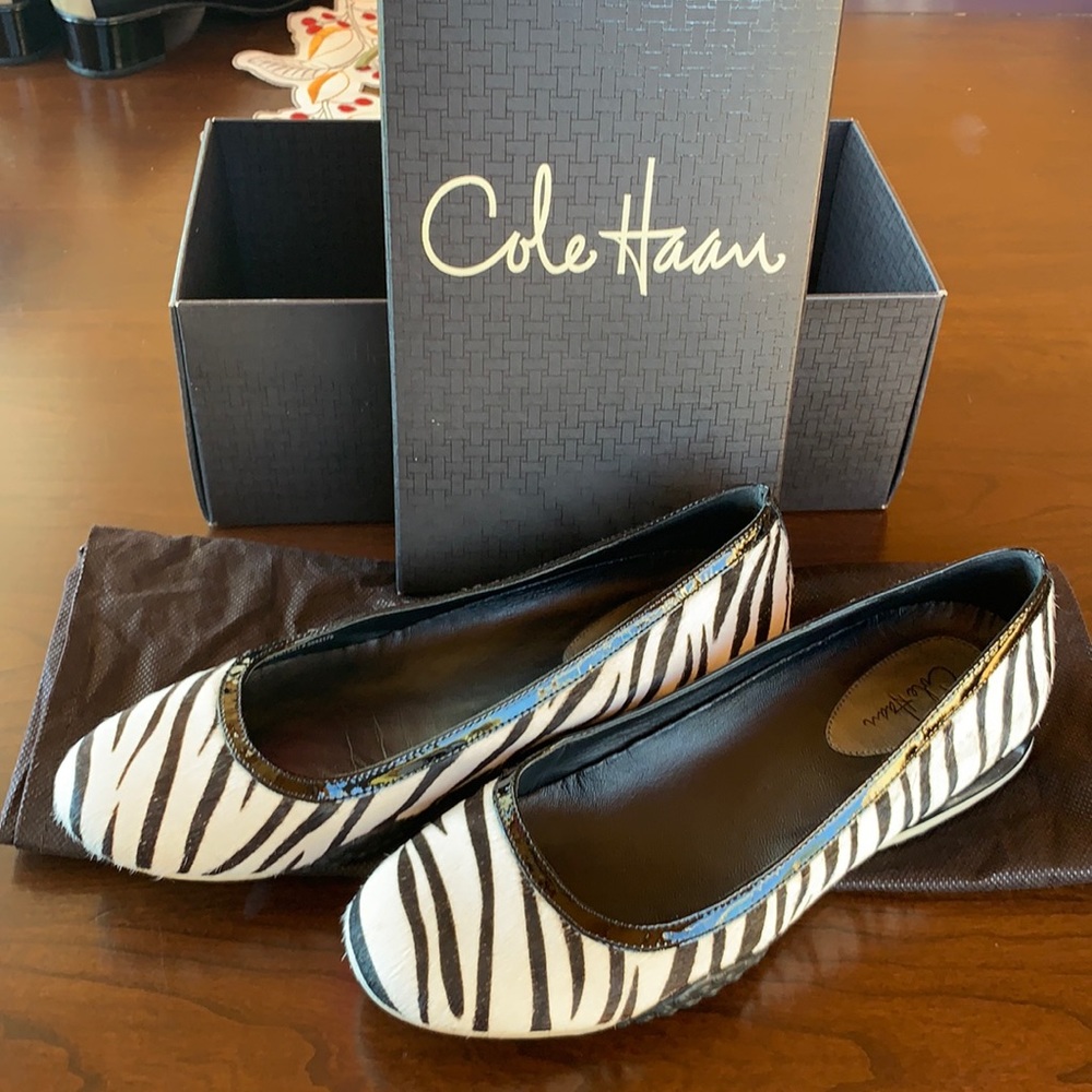 Coke Haan New in the box Zebra print ballet flats.